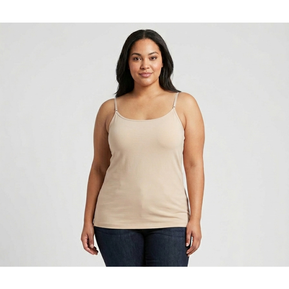 Apt 9 Women's Plus Size 1X Adjustable Spaghetti Strap Camisole Tank Top Beige